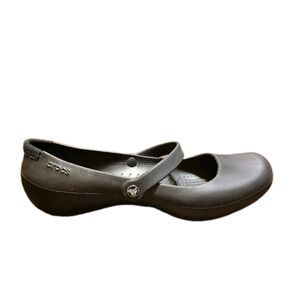 Crocs Mary Jane Black Slip Resistant Shoes Womens 8 Casual Streetwear